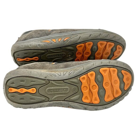 Skechers Sneakers Relaxed Fit Memory Foam Womens 10 Gray Orange Bungee Pull On - Picture 5 of 7